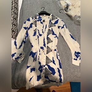 Diane Von Furstenberg Blue and Black Abstract Dress